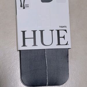 Hue Metallic Backseam Tights M/L, Black sheer with Silver seam